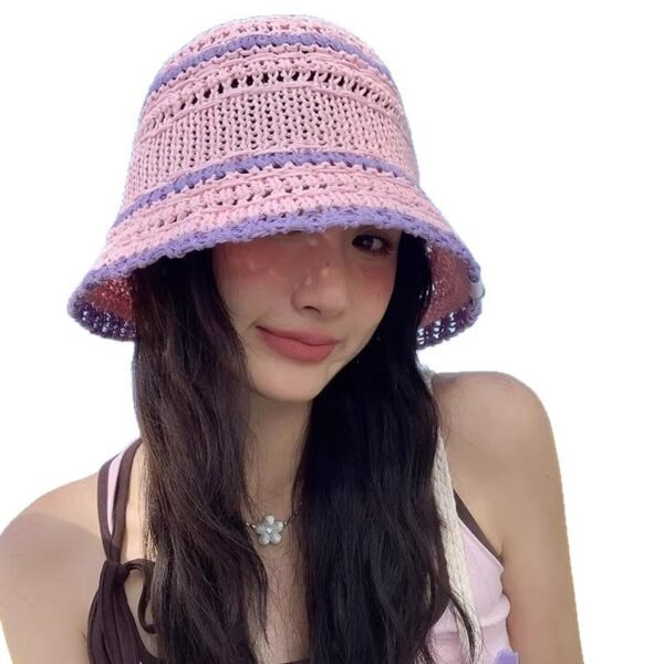 Sweet Woven Straw Bucket Hat - Image 5