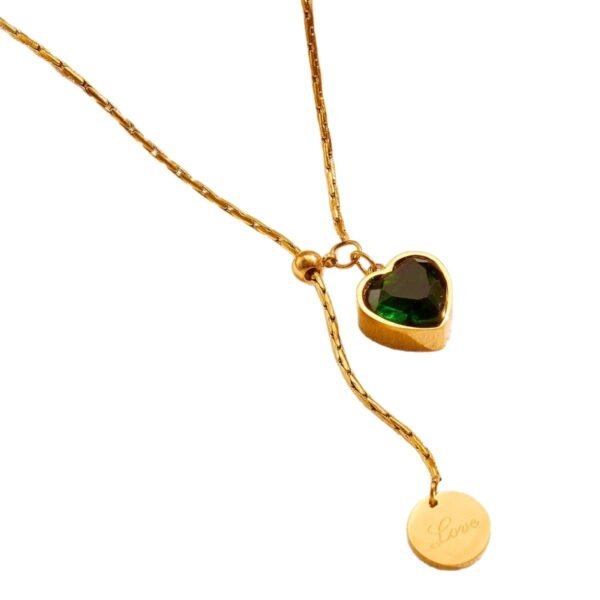 Emerald Love Titanium Steel Necklace - Image 5