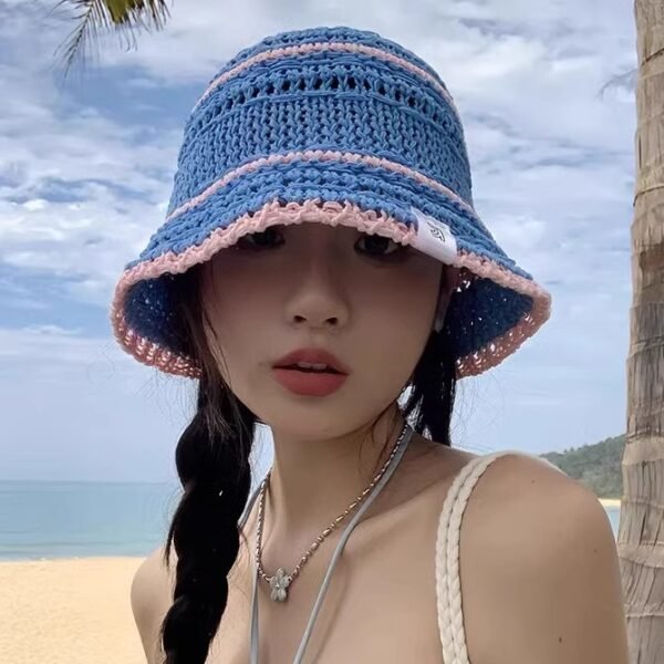 Sweet Woven Straw Bucket Hat - Image 4