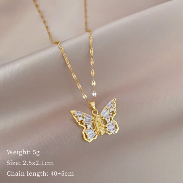 Titanium Steel Butterfly Zircon Necklace - Image 4