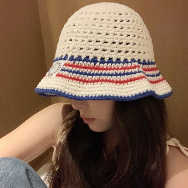Breathable Striped Bucket Hat - Image 6