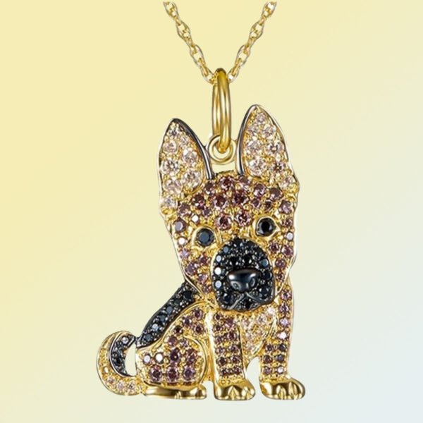 Dog - Shaped Rhinestone Unisex Necklace - Image 3