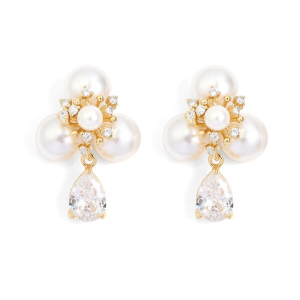 Pearl Stamen Zircon Water Drop Earrings - Image 5