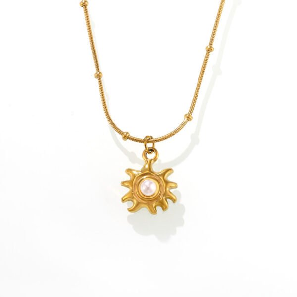 Sunflower Pearls Clavicle Necklace - Image 4