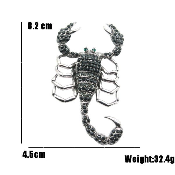 Black Rhinestone Scorpion Brooch - Image 2