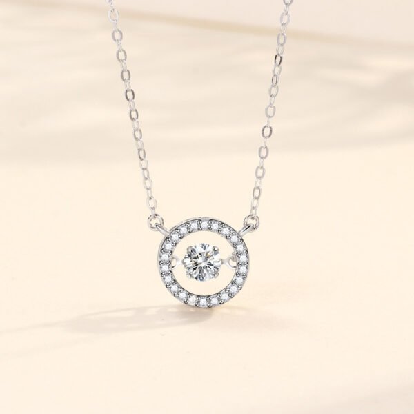 Floating Zircon Circle Silver Necklace