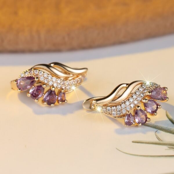 Champagne Gold Purple Zircon Earrings - Image 5