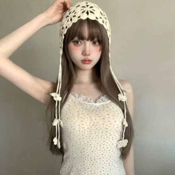 Handmade Cotton - Thread Knitted Hat - Image 2