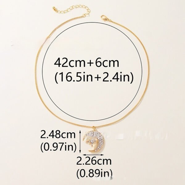 Elegant Moon & Star Zircon Necklace - Image 4