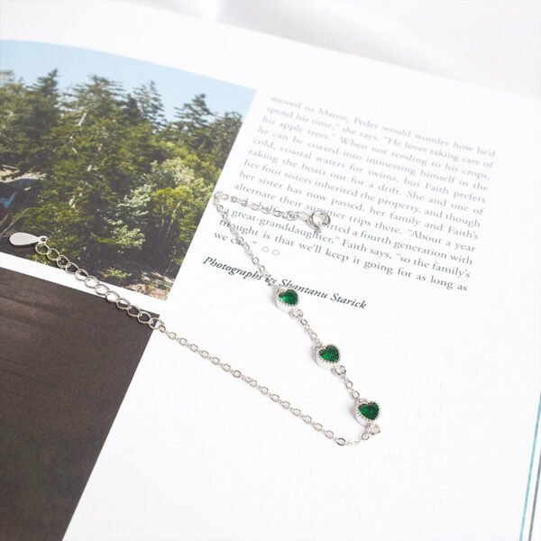 Heart - Shaped Zircon Inlaid Bracelet - Image 5