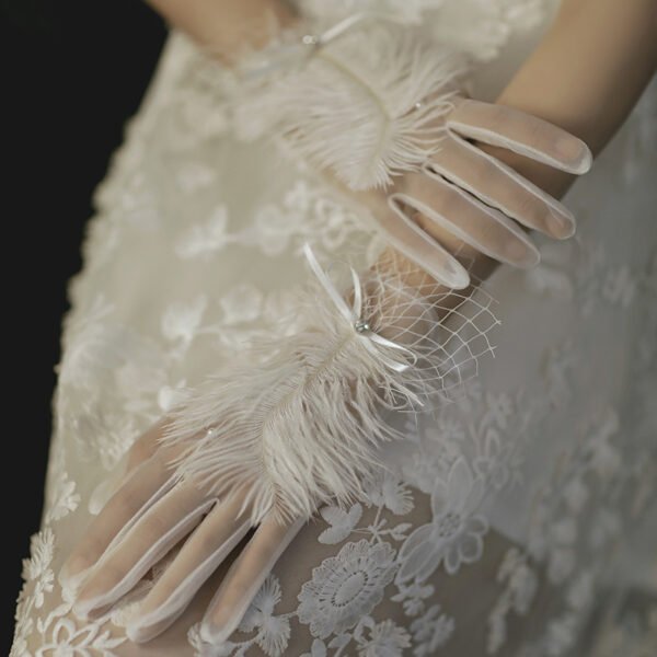 Bridal Feather - Mesh Gloves - Image 5