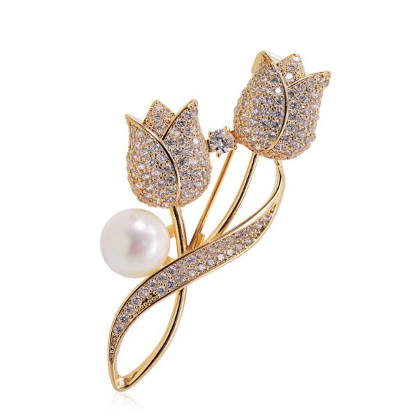 Elegant Tulip - Shaped Brooch - Image 2