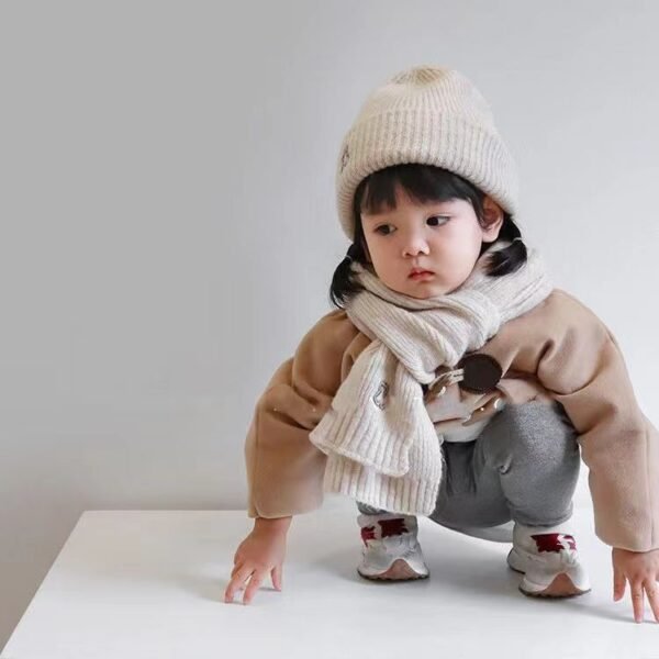Kids' Polyester Knitted Hat & Scarf Set - Image 3
