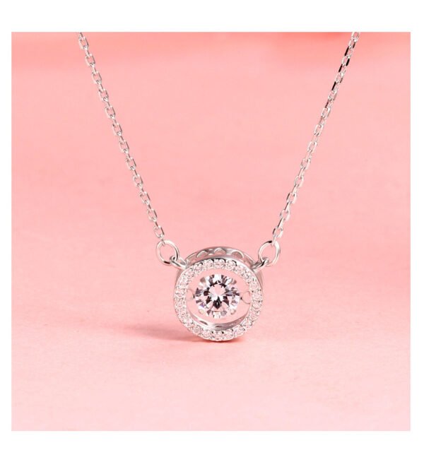 Floating Zircon Circle Silver Necklace - Image 5