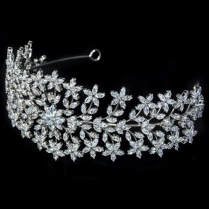 Zircon - Inlaid Silver Floral Tiara