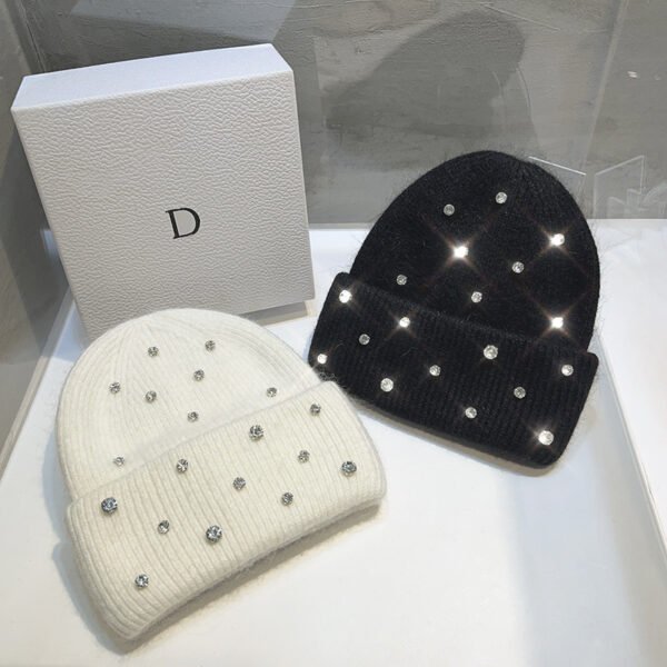 Handmade Rhinestone Winter Beanie - Image 3