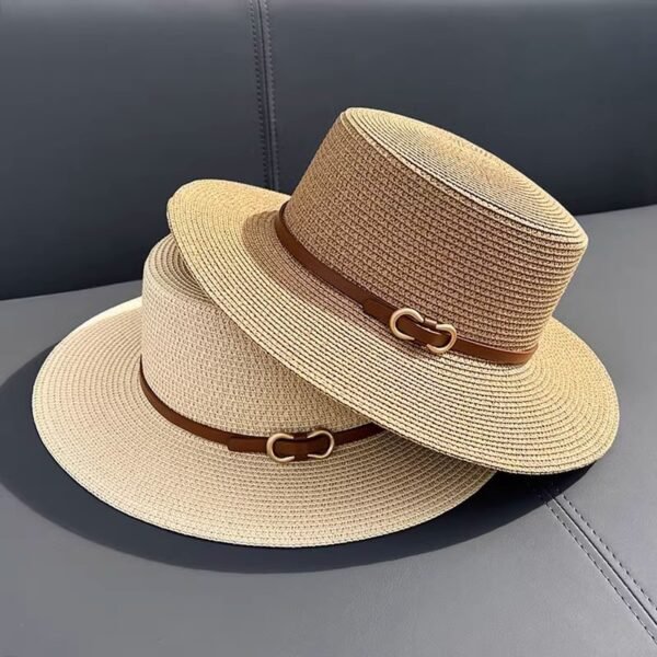 Women's Flat Straw Hat - Summer Seaside UV Protection