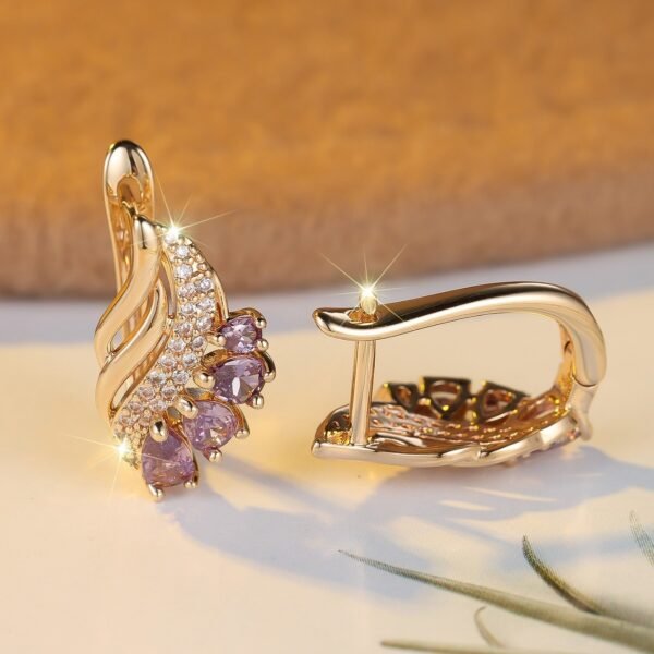 Champagne Gold Purple Zircon Earrings - Image 2