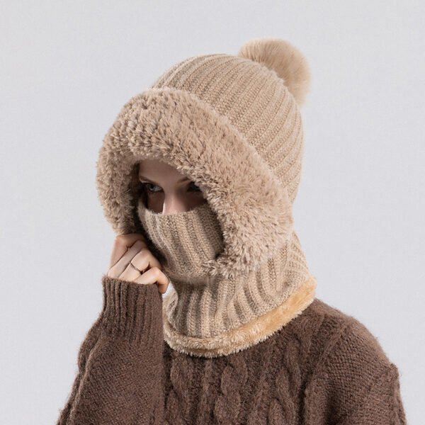 Winter Knitted Hat Scarf Mask One - piece - Image 4