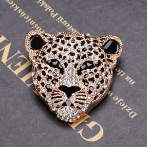 Leopard Head Rhinestone Brooch