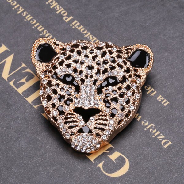 Leopard Head Rhinestone Brooch