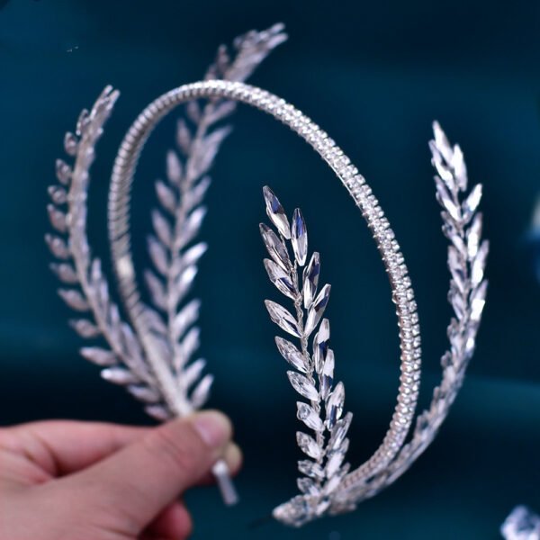 Silver Rhinestone Leaf - Shaped Hair Band - Image 4