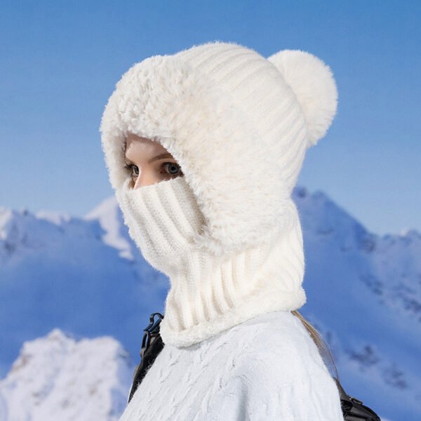 Winter Knitted Hat Scarf Mask One - piece - Image 7