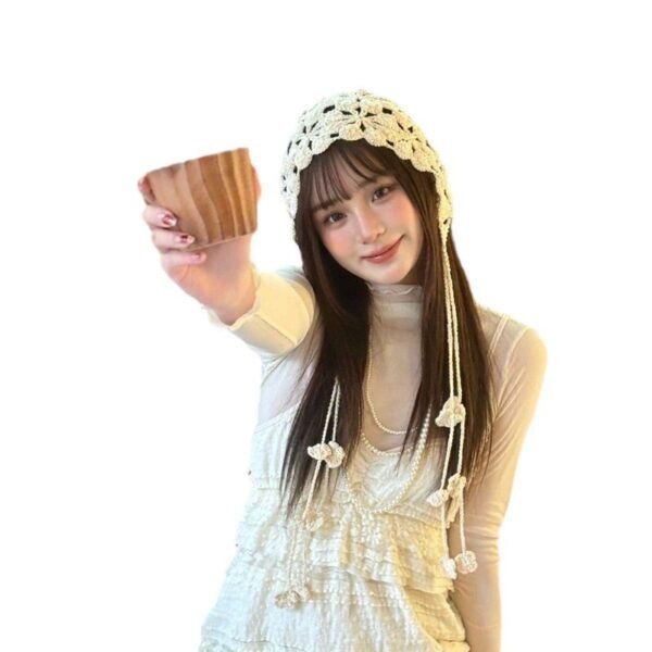 Handmade Cotton - Thread Knitted Hat - Image 5