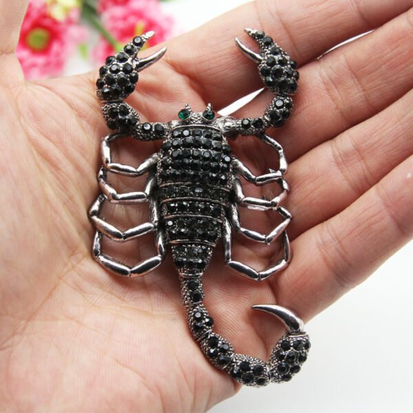 Black Rhinestone Scorpion Brooch - Image 7