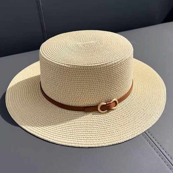 Flat Straw Hat - Summer Seaside UV Protection - Image 8