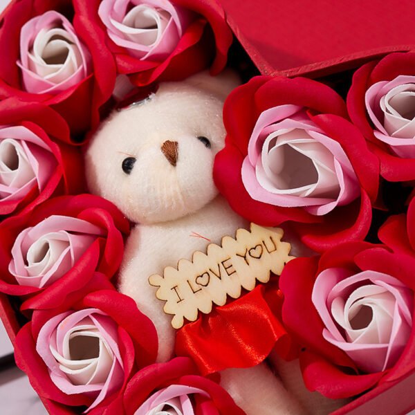 Heart - Shaped Soap Flower & Bear Gift Box - Image 10