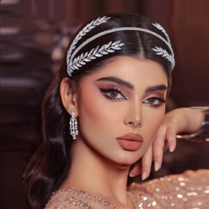Silver Rhinestone Leaf - Shaped Hair Band