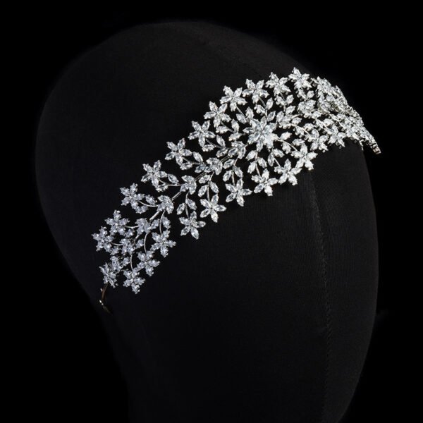 Zircon - Inlaid Silver Floral Tiara - Image 4