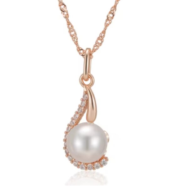 Pearl & Zircon Retro Necklace - Image 2