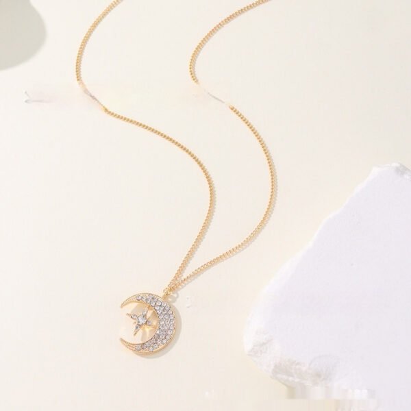 Elegant Moon & Star Zircon Necklace - Image 3