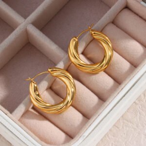 Gold - Plated Geometric Hoop Earrings