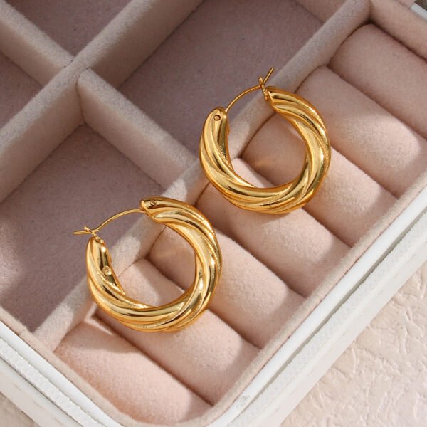 Gold - Plated Geometric Hoop Earrings