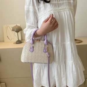 Straw Shell - Shaped Handbag