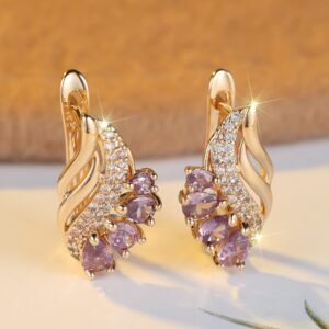 Champagne Gold Purple Zircon Earrings
