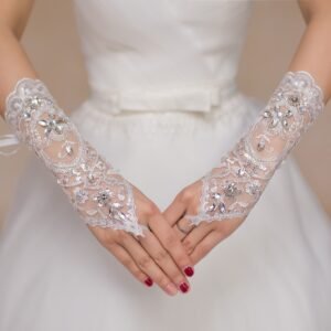 Bridal Lace Rhinestone Wedding Gloves