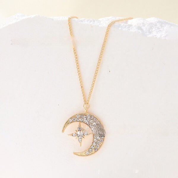 Elegant Moon & Star Zircon Necklace - Image 2