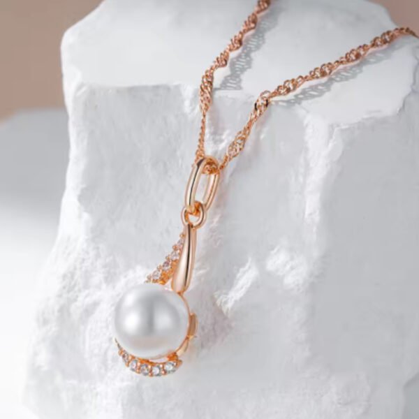 Pearl & Zircon Retro Necklace - Image 5