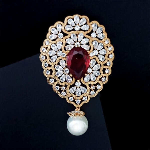Retro Geometric Zircon Brooch - Image 4