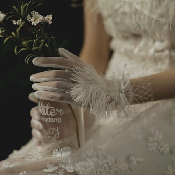 Bridal Feather - Mesh Gloves - Image 3