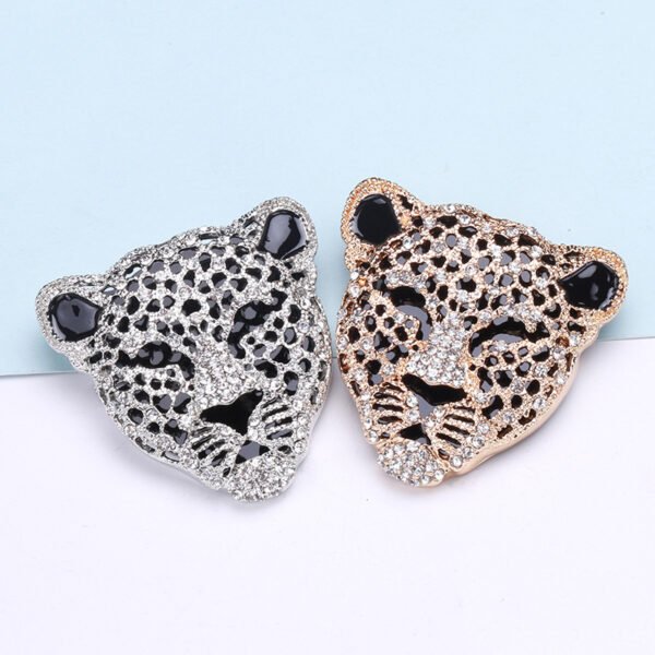 Leopard Head Rhinestone Brooch - Image 2
