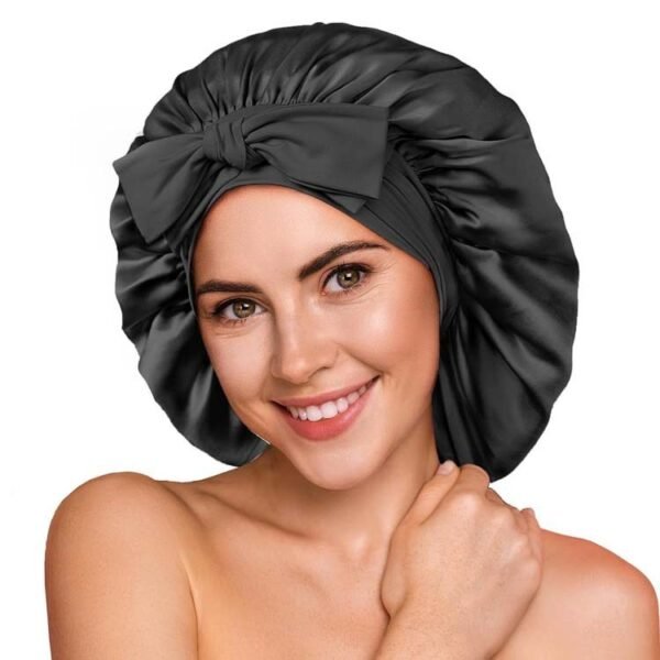 Stretch Ribbon Bowknot Silk Round Cap - Image 3