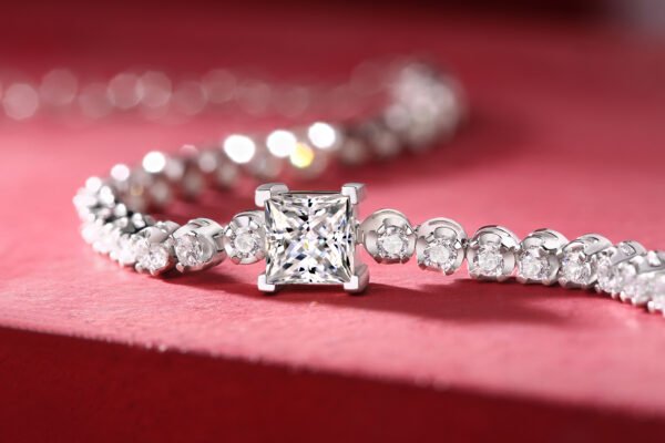 Square - Cut Moissanite Silver Bracelet - Image 2