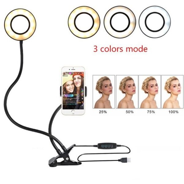 Clip - On Selfie Ring Light with Phone Holder - Image 2
