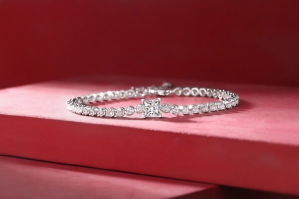 Square - Cut Moissanite Silver Bracelet - Image 6