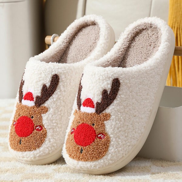 Christmas Reindeer Plush Slippers - Image 9